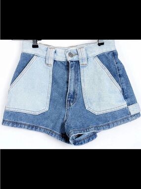 PacSun Carpenter Denim Shorts 23 High Rise Light Wash Y2K Skater Patch Pocket